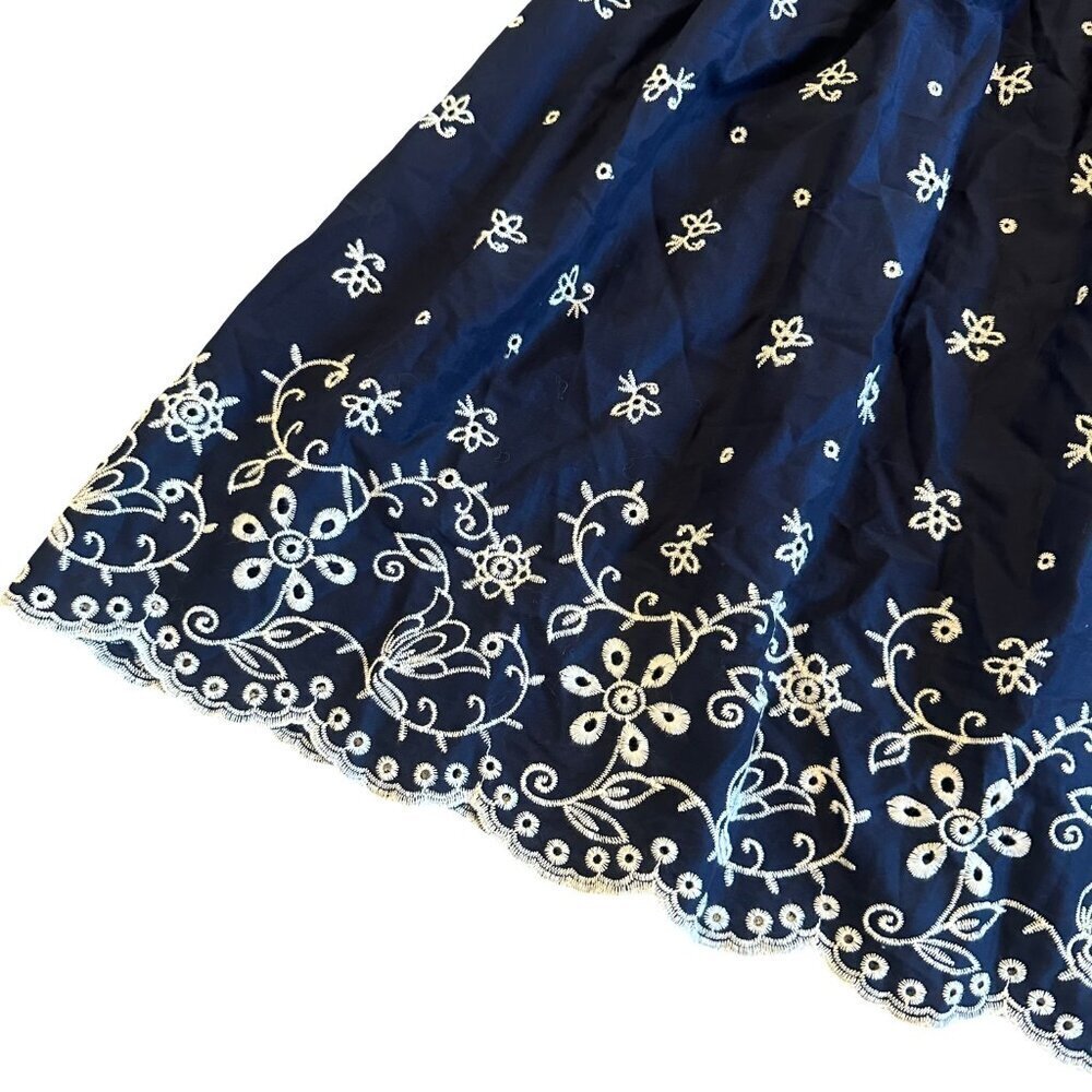 Lane Bryant Navy Embroidered A-Line Dress Cap Sleeves Cotton Size 16 Women's NWT - Picture 8 of 14